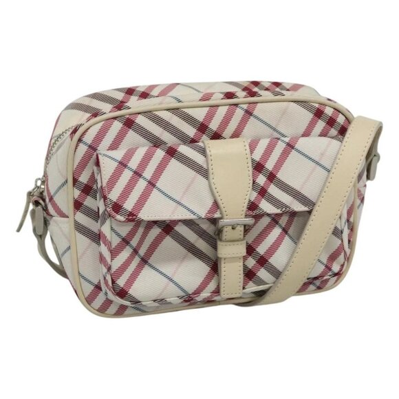 BURBERRY Nova Check Shoulder Bag Nylon Pink Silver Auth 116405 - Picture 1 of 16